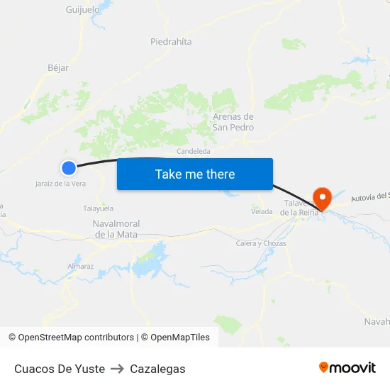 Cuacos De Yuste to Cazalegas map