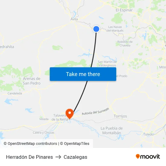 Herradón De Pinares to Cazalegas map