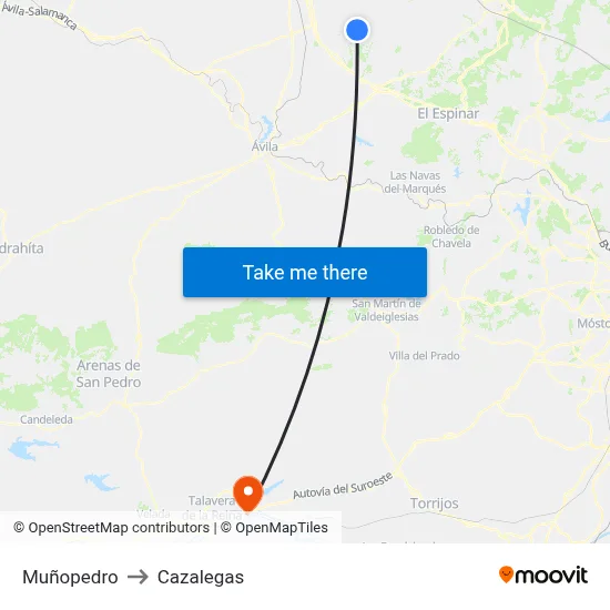 Muñopedro to Cazalegas map