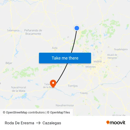 Roda De Eresma to Cazalegas map