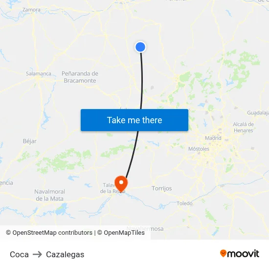 Coca to Cazalegas map