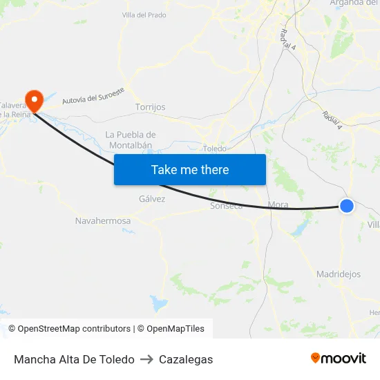 Mancha Alta De Toledo to Cazalegas map