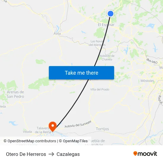 Otero De Herreros to Cazalegas map