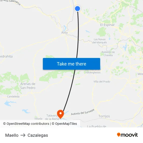 Maello to Cazalegas map