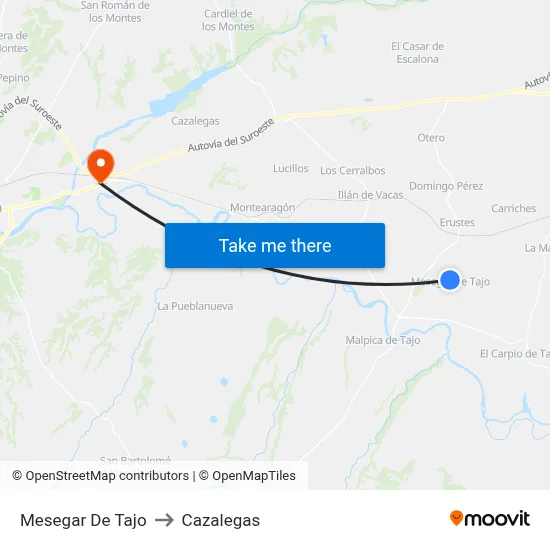 Mesegar De Tajo to Cazalegas map