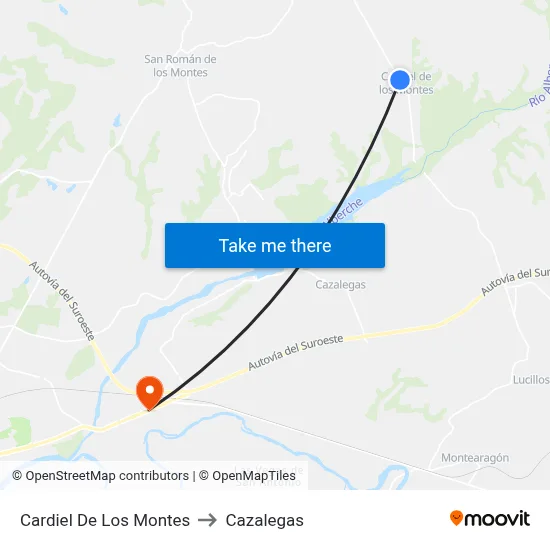 Cardiel De Los Montes to Cazalegas map