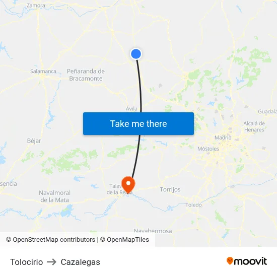 Tolocirio to Cazalegas map