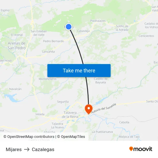 Mijares to Cazalegas map