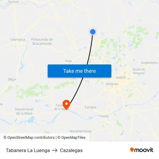 Tabanera La Luenga to Cazalegas map