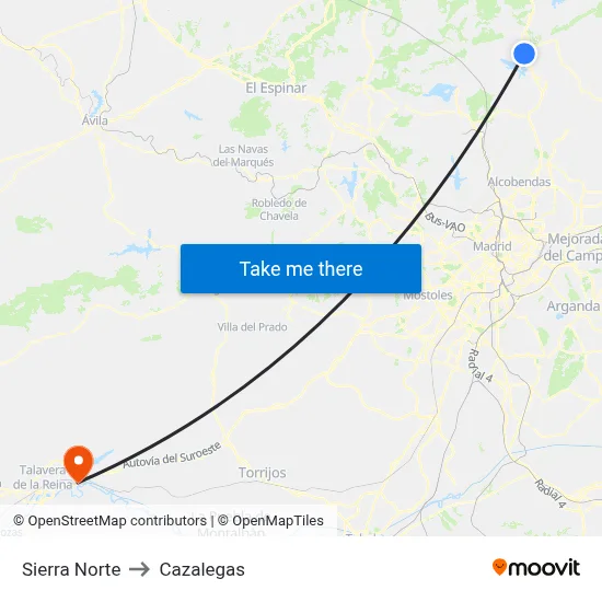 Sierra Norte to Cazalegas map