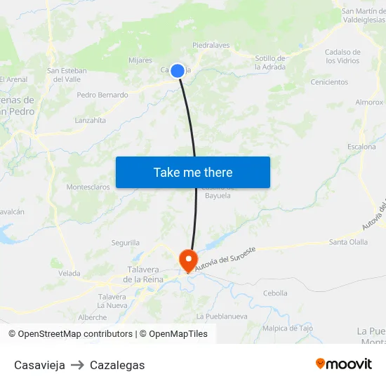 Casavieja to Cazalegas map