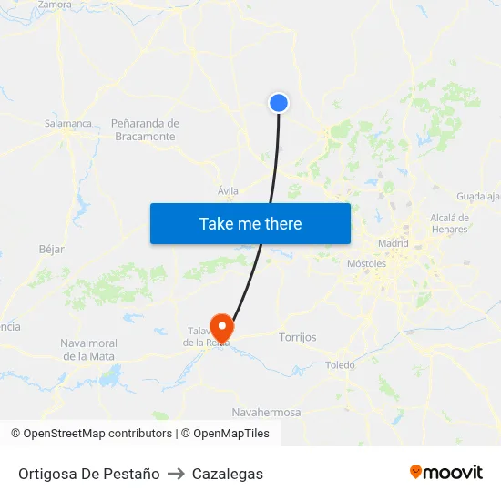 Ortigosa De Pestaño to Cazalegas map
