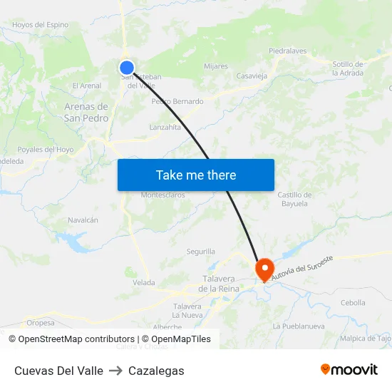 Cuevas Del Valle to Cazalegas map