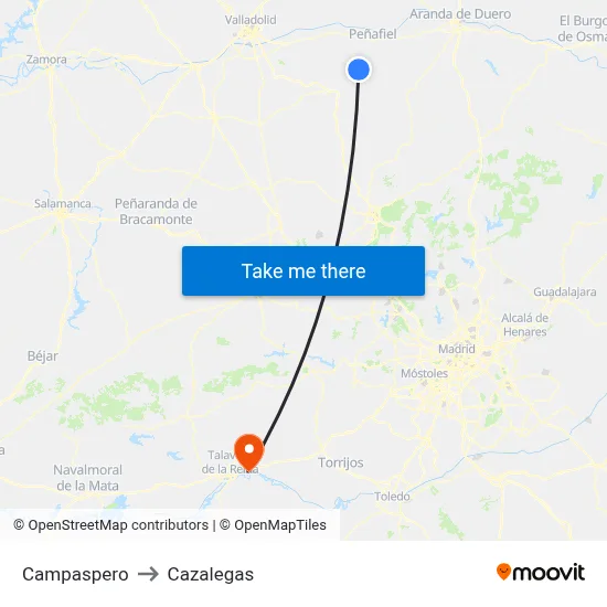 Campaspero to Cazalegas map