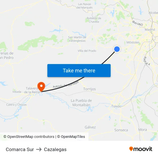 Comarca Sur to Cazalegas map