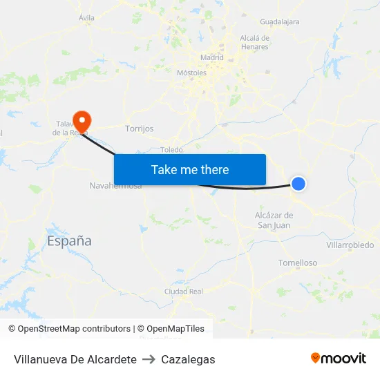 Villanueva De Alcardete to Cazalegas map