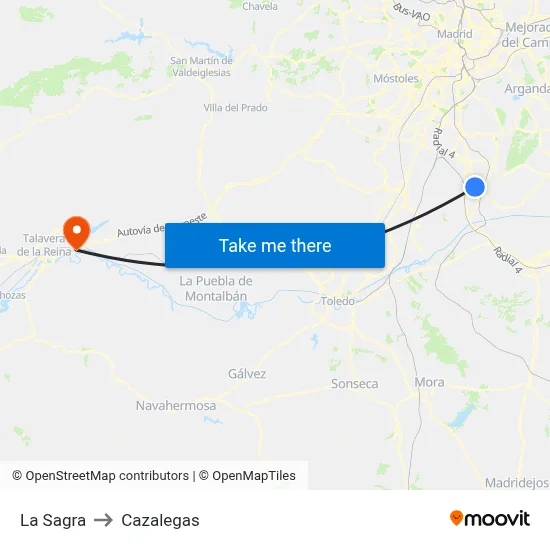 La Sagra to Cazalegas map