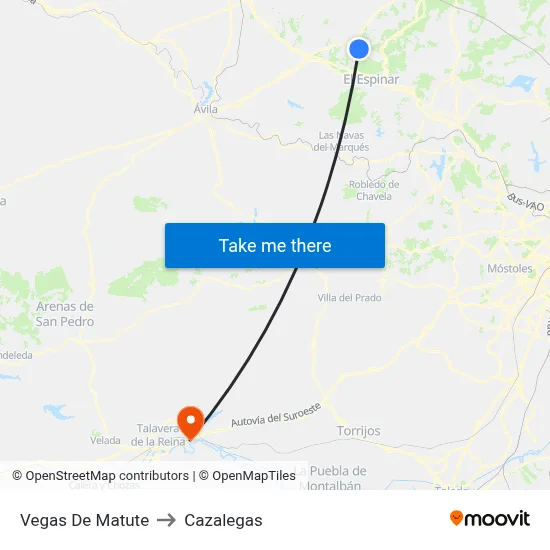 Vegas De Matute to Cazalegas map