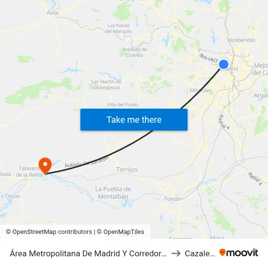 Área Metropolitana De Madrid Y Corredor Del Henares to Cazalegas map