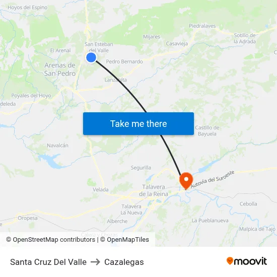 Santa Cruz Del Valle to Cazalegas map
