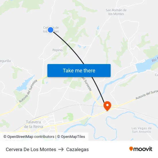 Cervera De Los Montes to Cazalegas map