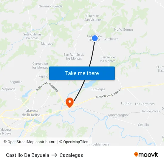 Castillo De Bayuela to Cazalegas map