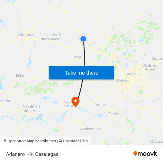 Adanero to Cazalegas map