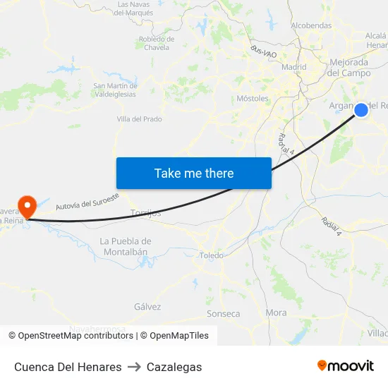 Cuenca Del Henares to Cazalegas map