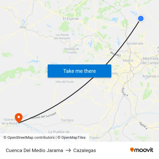 Cuenca Del Medio Jarama to Cazalegas map