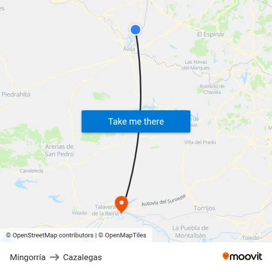 Mingorría to Cazalegas map