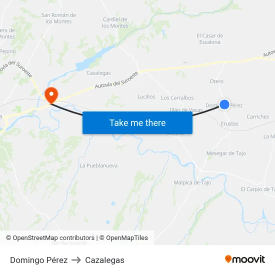Domingo Pérez to Cazalegas map