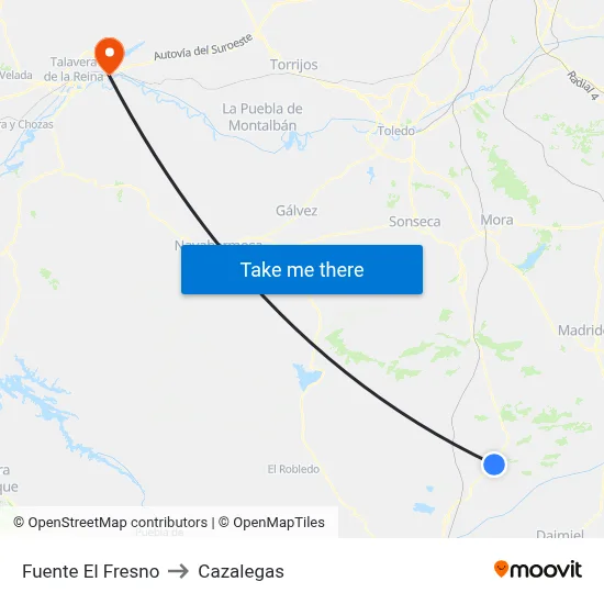 Fuente El Fresno to Cazalegas map