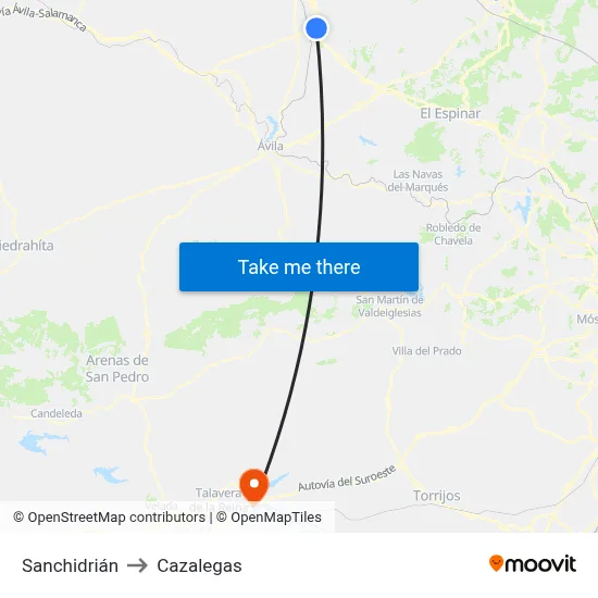 Sanchidrián to Cazalegas map