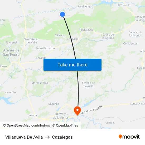 Villanueva De Ávila to Cazalegas map