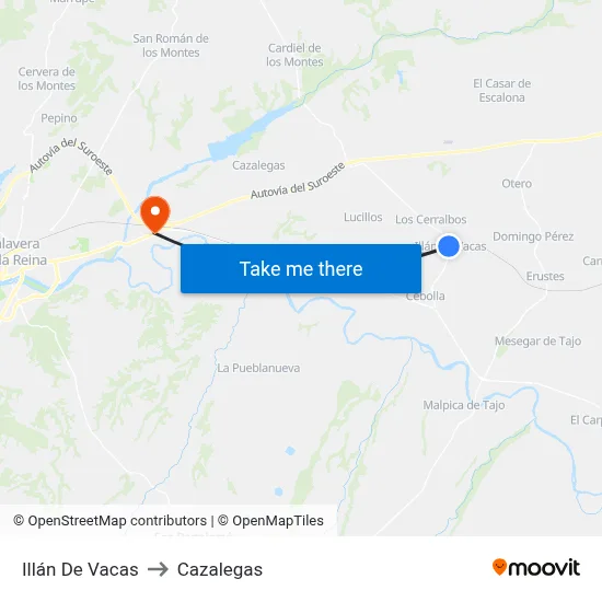 Illán De Vacas to Cazalegas map