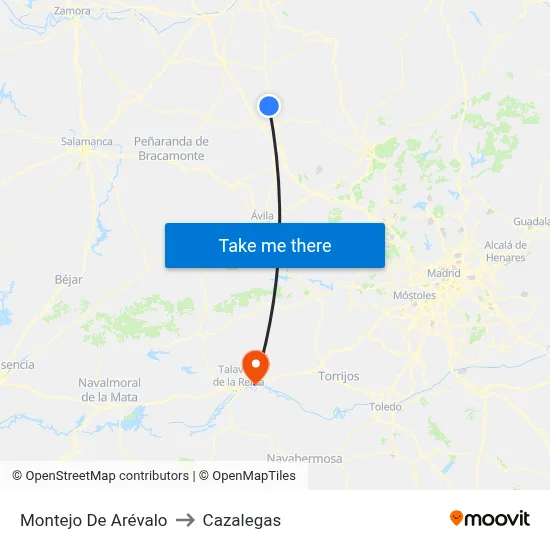 Montejo De Arévalo to Cazalegas map