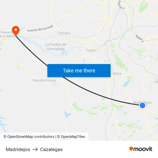 Madridejos to Cazalegas map