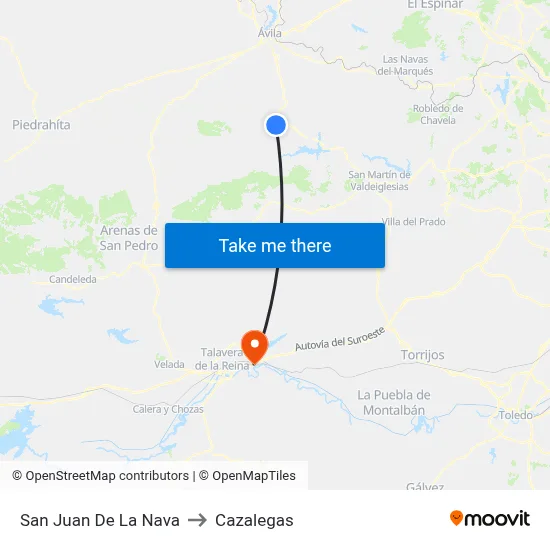 San Juan De La Nava to Cazalegas map
