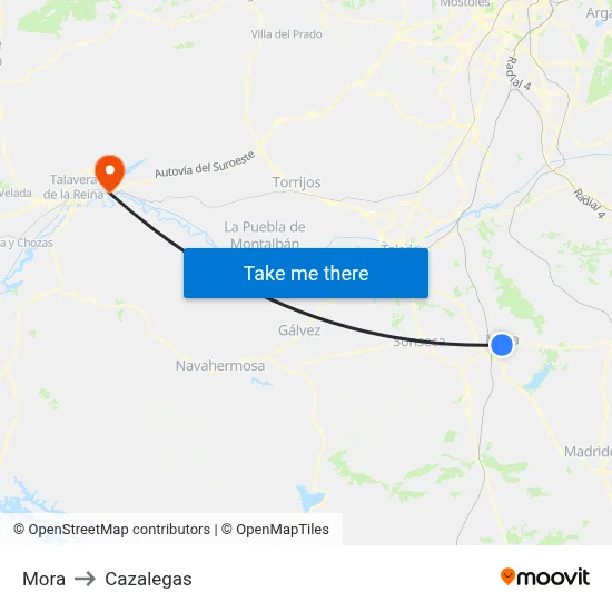 Mora to Cazalegas map