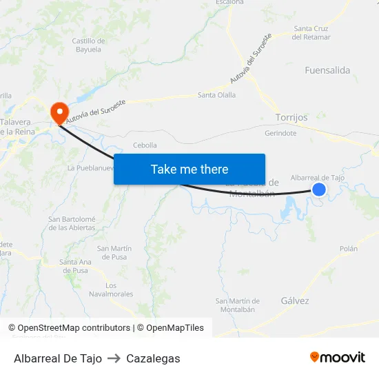 Albarreal De Tajo to Cazalegas map