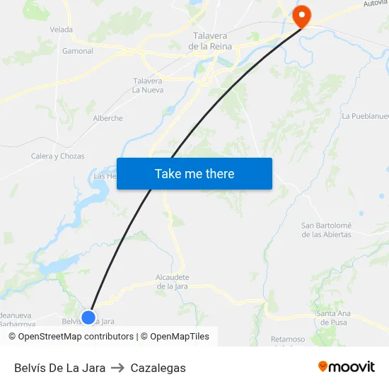 Belvís De La Jara to Cazalegas map
