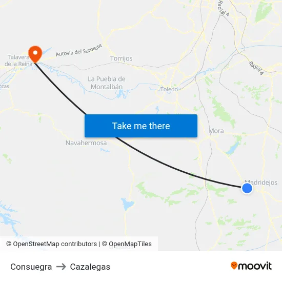 Consuegra to Cazalegas map