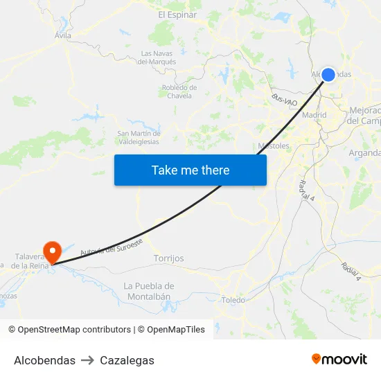 Alcobendas to Cazalegas map