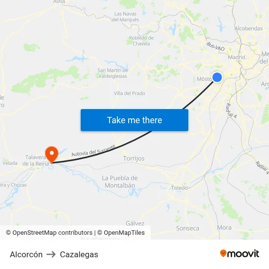 Alcorcón to Cazalegas map
