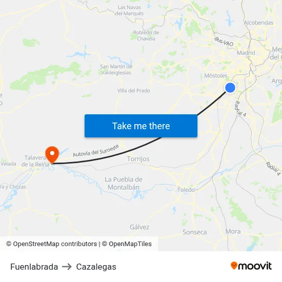 Fuenlabrada to Cazalegas map