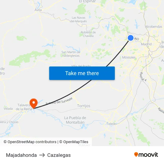 Majadahonda to Cazalegas map