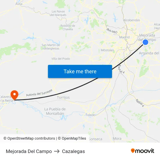 Mejorada Del Campo to Cazalegas map