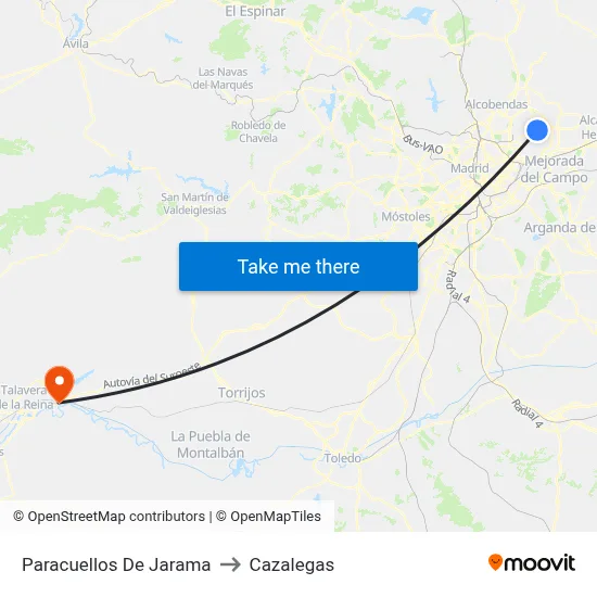 Paracuellos De Jarama to Cazalegas map