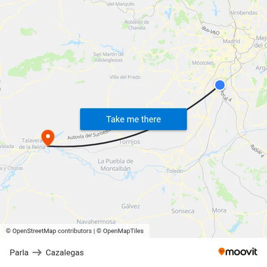 Parla to Cazalegas map