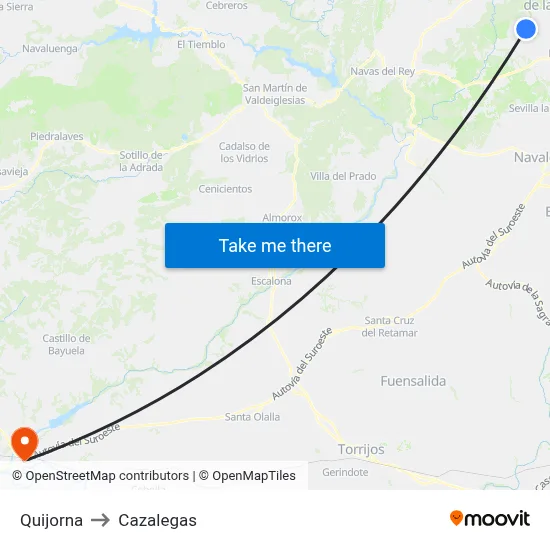 Quijorna to Cazalegas map